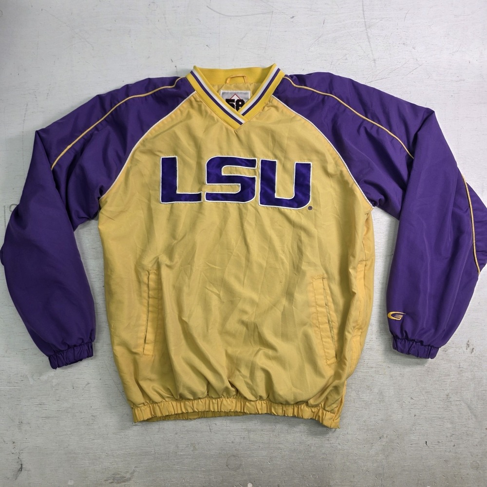 Vintage LSU Tigers Windbreaker Pullover Jacket NCAA 58 Sports Football Men's S